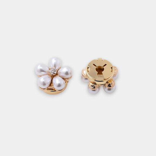 Clara Button Cover Set – Delicate Pearl Blossom Everyday Shirt Accessory