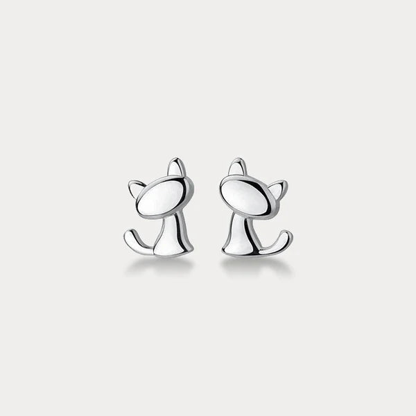 925 Silver Cute Little Cat Earrings
