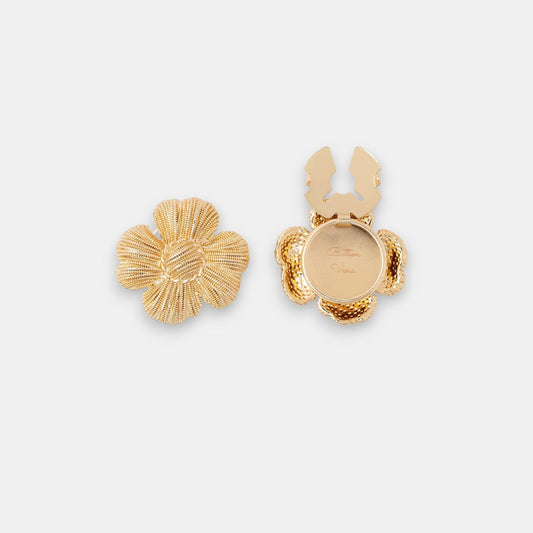 Aurelian Petals Button Cover Set – 18K Gold Sculptural Relief Accessory