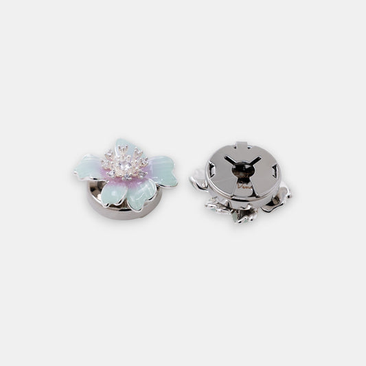The Iris Button Cover Set – Teal & Violet Enamel with Diamond-Like Zirconia